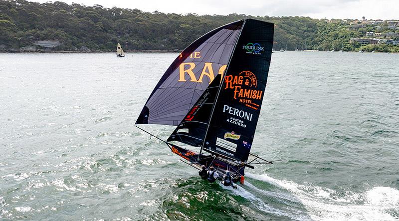 Rag and Famish Hotel finished second today and is placed second overall in the championship - 18ft Skiff Australian Championship  photo copyright SailMedia taken at Australian 18 Footers League and featuring the 18ft Skiff class