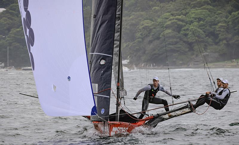 Today's race-winning Smeg team in action - 18ft Skiff Australian Championship photo copyright SailMedia taken at Australian 18 Footers League and featuring the 18ft Skiff class