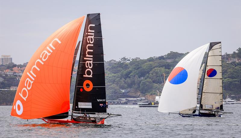 18ft Skiff 2024 JJ Giltinan Championship Invitation Race: Balmain heads for victory over Yandoo photo copyright SailMedia taken at Australian 18 Footers League and featuring the 18ft Skiff class