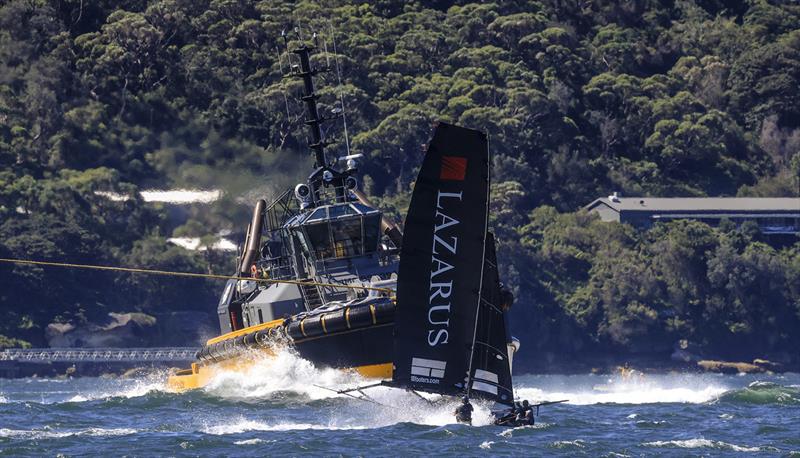 Harbour traffic on the run to Obelisk - 2024-25 Australian 18 Footers League Club Championship photo copyright SailMedia taken at Australian 18 Footers League and featuring the 18ft Skiff class