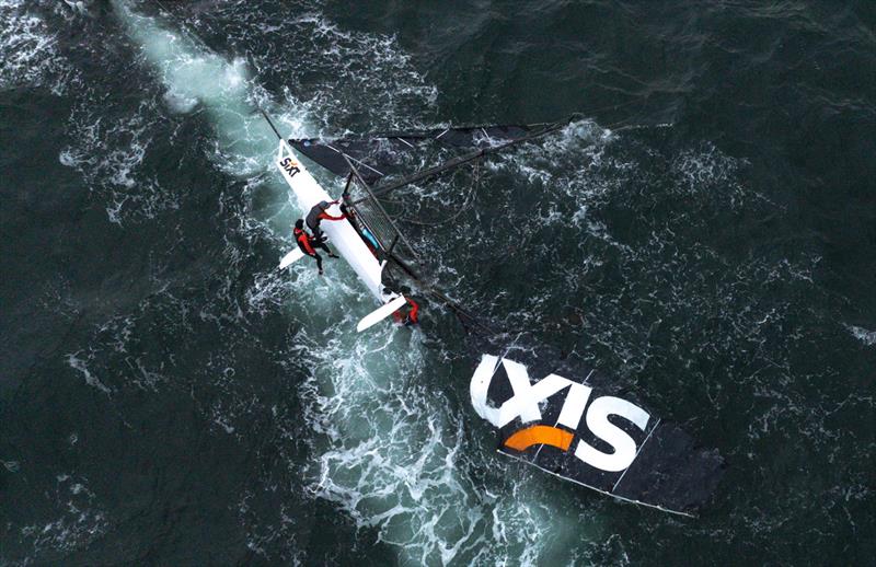 Unfortunate moment for the SIXT team - 2025 SIXT Spring 18ft skiff Championship - photo © SailMedia
