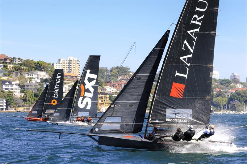 Battle for second place up the first beat - 18ft Skiff Club Championship Race 1 and SIXT Spring Championship Race 2 - photo © SailMedia