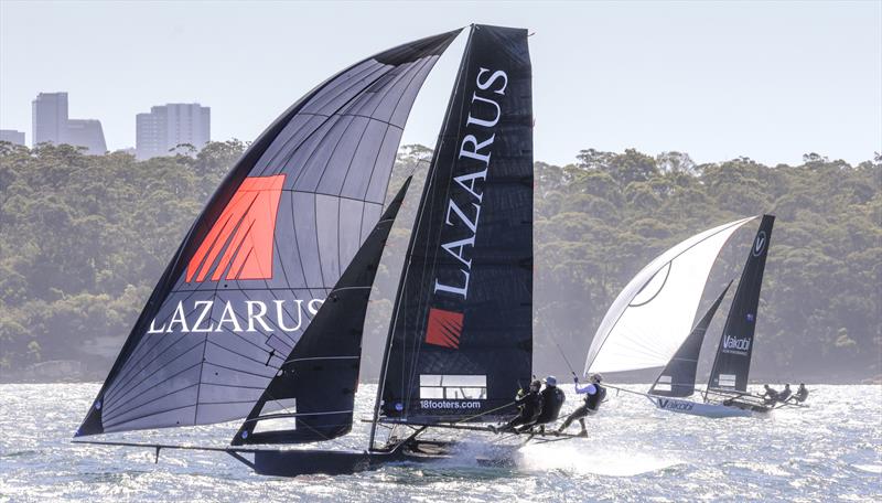 Lazarus and Vaikobi on the first spinnaker run - 18ft Skiff Club Championship Race 1 and SIXT Spring Championship Race 2 - photo © SailMedia