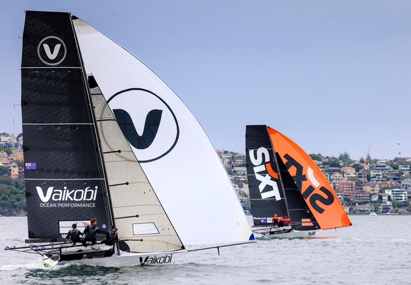 A close battle down the final spinnaker run before victory for Sixt - 18ft Skiff SIXT Spring Championship Race 3 - photo © SailMedia