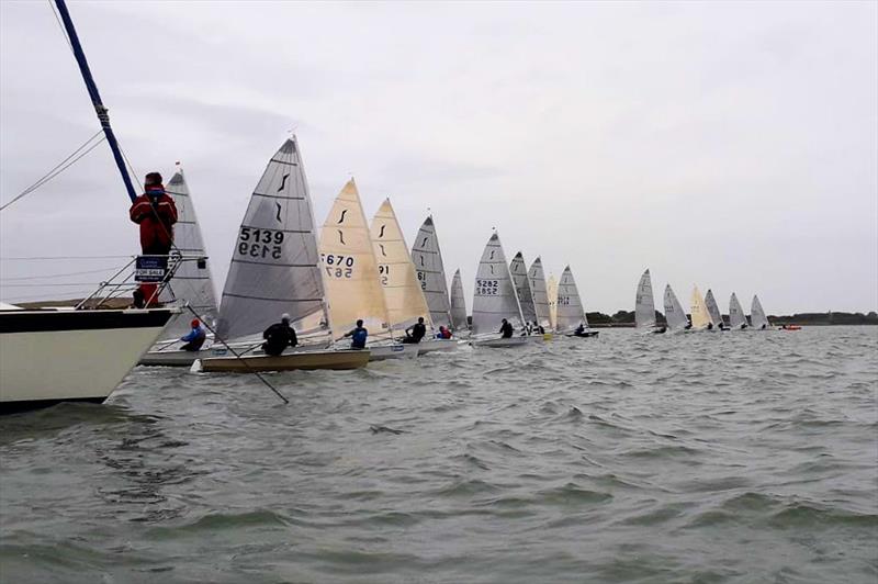 Startline during the Portchester Solo Open photo copyright Alex Butler & Guy Mayger taken at Portchester Sailing Club and featuring the Solo class