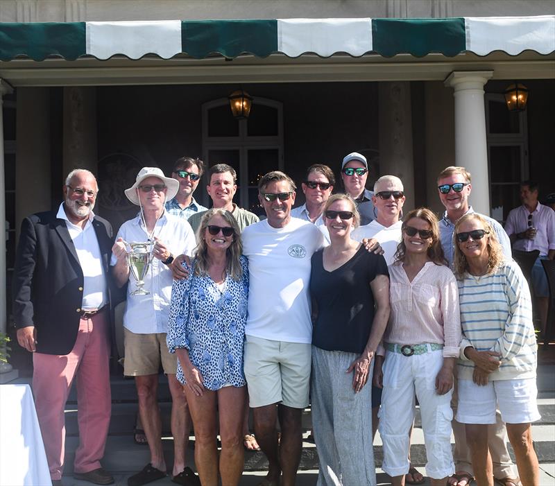 NYYC-McDowell: Chris McDowell, Sam September, Libby Toppa, Brett Davis, Zack Leonard, Alice Leonard, Barry Parkin, Susie Parkin, Brian Doyle, Hannah Swett, Shane Wells & Steve Kirkpatrick (not in order, with NYYC Commodore Paul M. Zabetakis M.D. far left) photo copyright Stuart Streuli / New York Yacht Club taken at New York Yacht Club and featuring the Sonar class