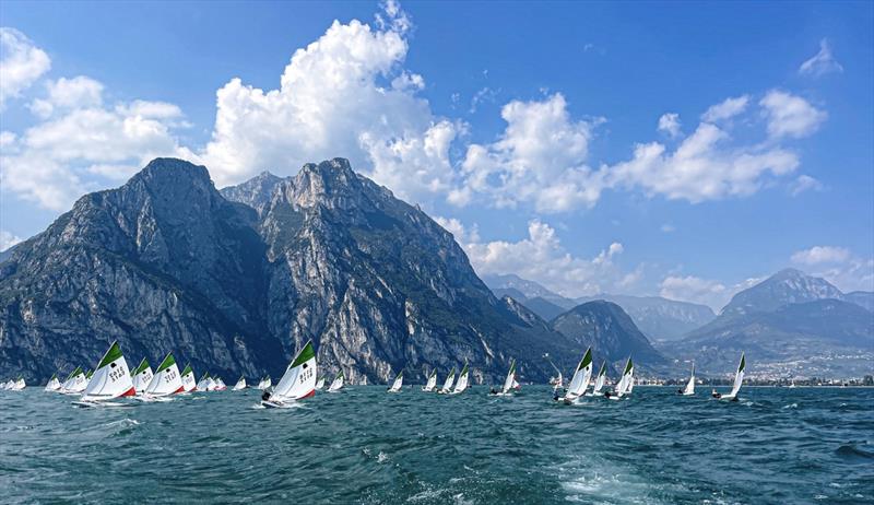 2022 Sunfish World Championship day 2 photo copyright Elena Giolai taken at Circolo Vela Torbole and featuring the Sunfish class