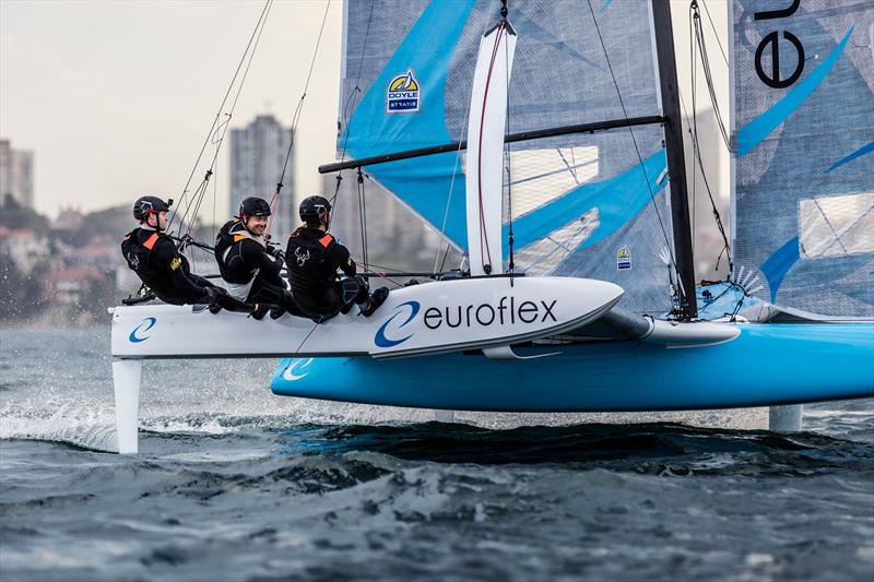 Nathan, Glenn and Iain on the Euroflex SuperFoiler - photo © Beau Outteridge