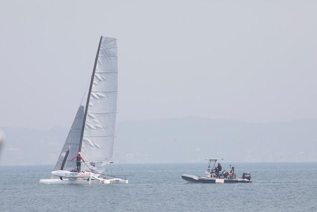 The 'new' SuperFoiler out testing on Lake Macquarie photo copyright Event Media taken at Lake Macquarie Yacht Club and featuring the Superfoiler class