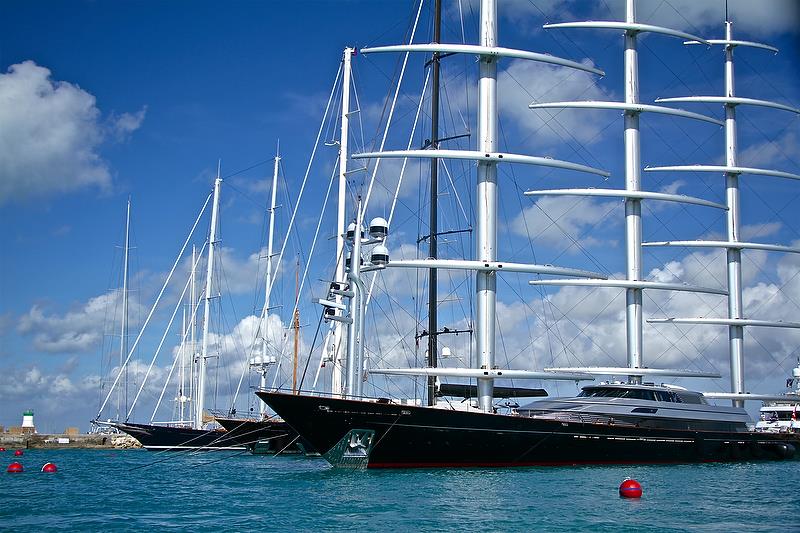 Superyachts in the Royal Dockyard - Qualifiers - Day 1, 35th America's Cup, Bermuda, May 27, 2017 photo copyright Richard Gladwell taken at  and featuring the Superyacht class