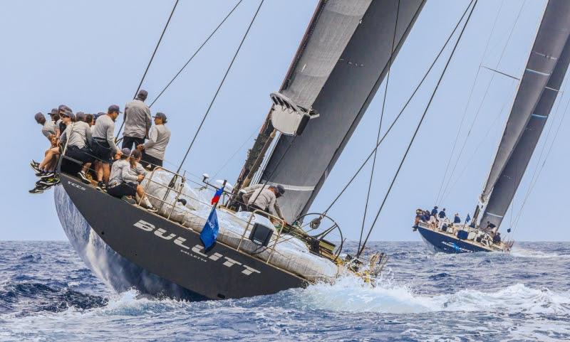 Magic Carpet Cubed and Bullitt lead the provisional overall classification, Giorgio Armani Superyacht Regatta. - photo © YCCS / Studio Borlenghi