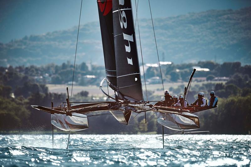 The TF35 is a wicked up one design high performance foiling catamaran in which the Alinghi Red Bull sailing team compete as well as in the GC32 photo copyright Loris Von Siebenthal taken at Yacht Club de Genève and featuring the TF35 class
