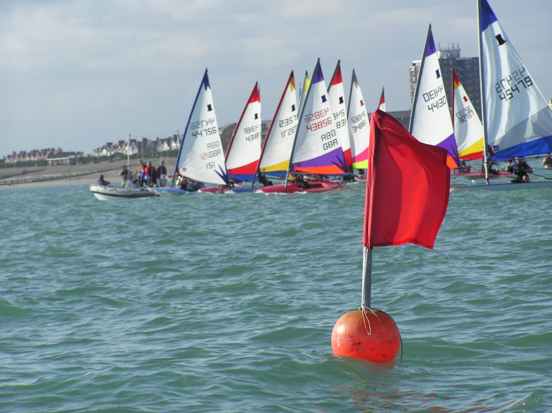 The Topper fleet start during the West Sussex Schools and Youth Sailing Association Regatta photo copyright Jan Elliman taken at Arun Youth Aqua Centre and featuring the Topper class