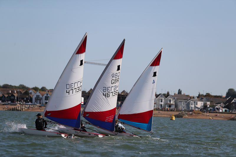 Topper fleet flying in formation - KSSA Annual Regatta 2019 at Whitstable photo copyright KSSA taken at Whitstable Yacht Club and featuring the Topper class