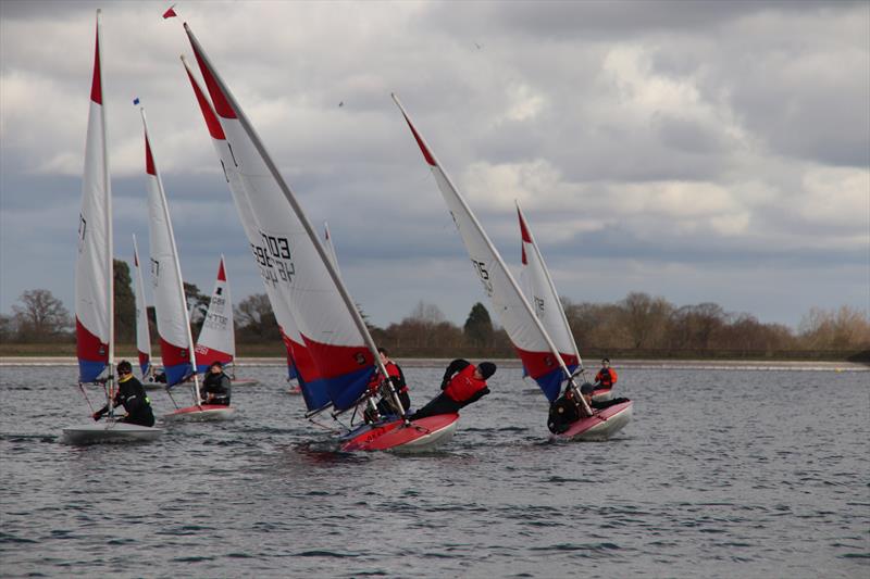 Approaching the layline during the Topper Winter Regatta at Island Barn - photo © Will Helyer