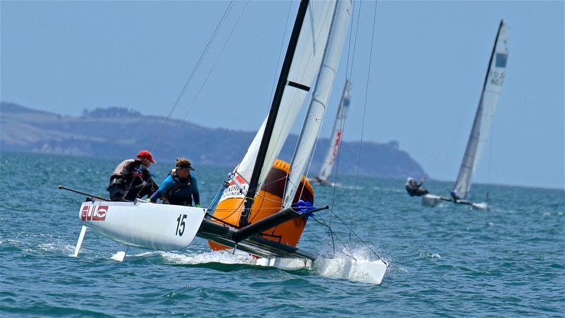 Pavlis and Pavlisova (CZE) lead around Mark 1 - Race 6 - Int Tornado Worlds - Day 3, presented by Candida, January 7, - photo © Richard Gladwell