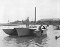 Derek Kelsall's Piver 35' trimaran being launched, he sailed her in the 1964 OSTAR - single handed Trans Atlantic © Unknown