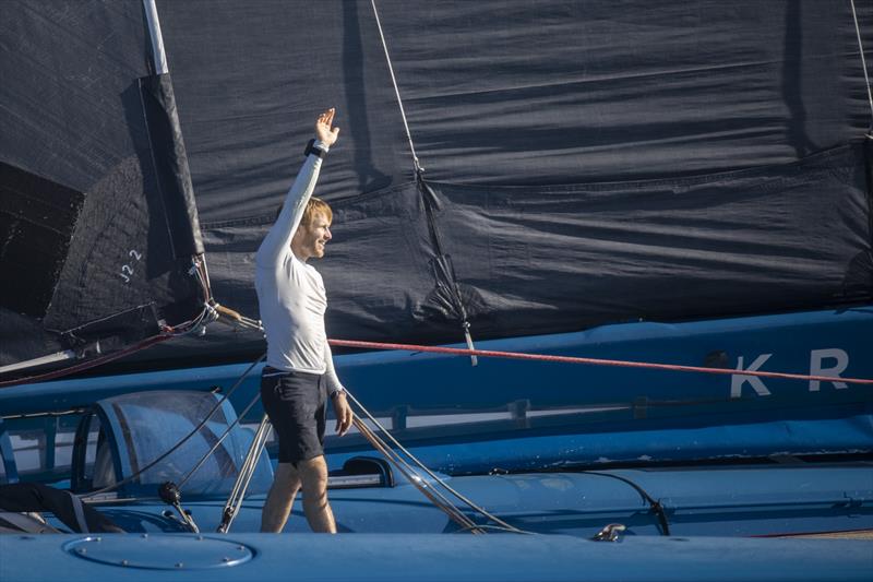 Francois Gabart on SVR Lazartigue finishes 2nd in the Route du Rhum-Destination Guadeloupe 2022 photo copyright Alexis Courcoux / #RDR2022 taken at  and featuring the Trimaran class