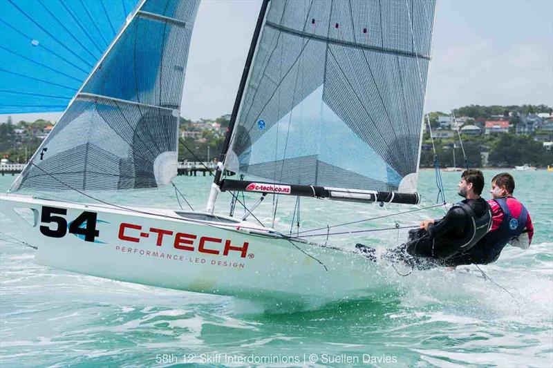 Day 1, 58th 12ft Skiff Interdominions, January 7, 2018 photo copyright Suellen Davies / Auckland Skiff League taken at Royal Akarana Yacht Club and featuring the 12ft Skiff class