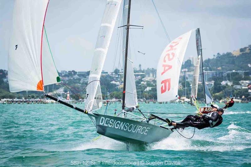 Day 1, 58th 12ft Skiff Interdominions, January 7, 2018 photo copyright Suellen Davies / Auckland Skiff League taken at Royal Akarana Yacht Club and featuring the 12ft Skiff class