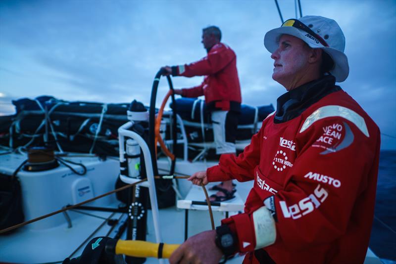 Leg 4, Melbourne to Hong Kong, day 13, Stacey Jackson stands by to trim for Tony Mutter on board Vestas 11th Hour. - photo © Amory Ross / Volvo Ocean Race
