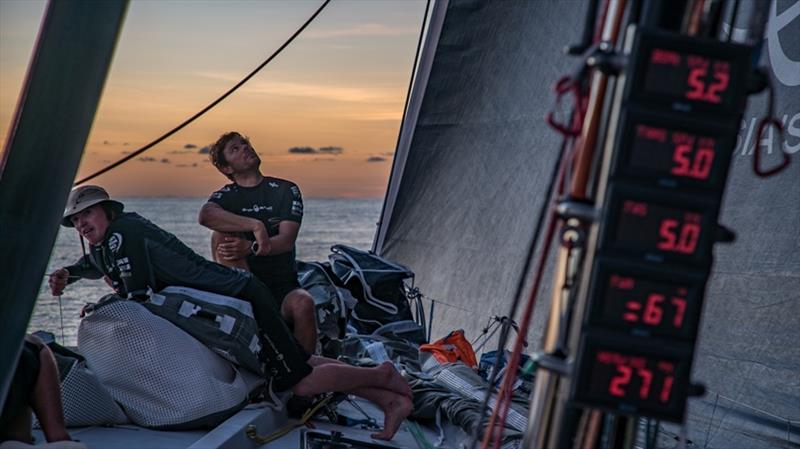 Volvo Ocean Race Leg 6 to Auckland, day 14 on board Sun hung Kai / Scallywag. Light winds and beautiful sunsets. 20 February photo copyright Jeremie Lecaudey / Volvo Ocean Race taken at  and featuring the Volvo One-Design class