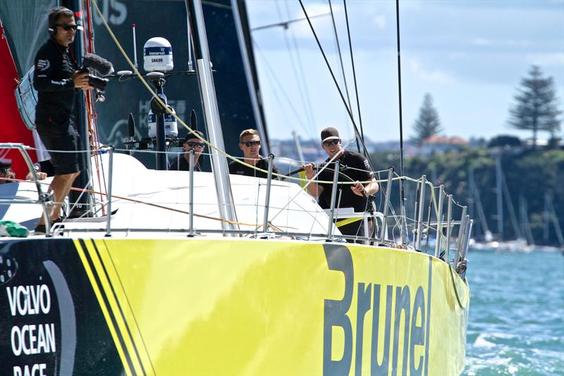 Peter Burling with an OBR on the bow - Volvo Ocean Race - Auckland Stopover In Port Race, Auckland, March 10, photo copyright Richard Gladwell taken at  and featuring the Volvo One-Design class