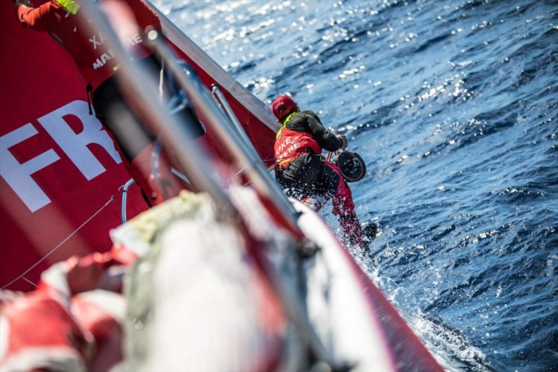 Volvo Ocean Race Leg 8 from Itajai to Newport, day 05, on board MAPFRE, Blair Tuke on the bowpress photo copyright Ugo Fonolla / Volvo Ocean Race taken at  and featuring the Volvo One-Design class