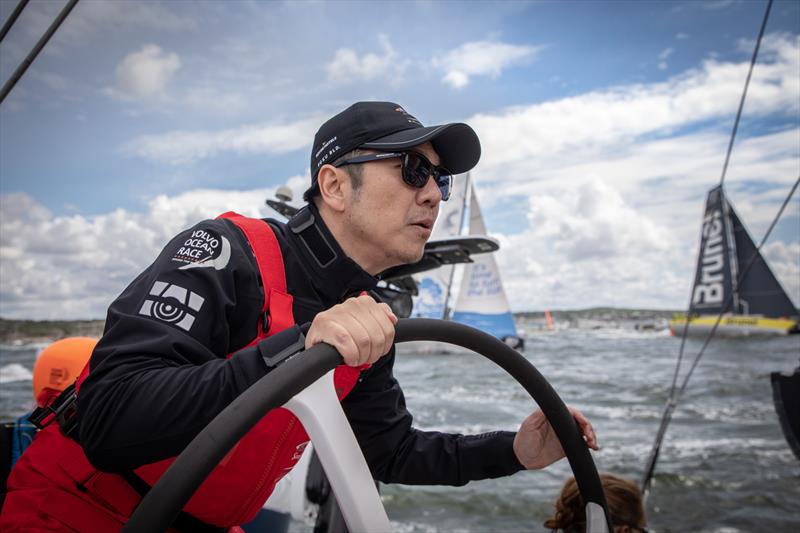 Mr Lee (Owner helming) Leg 11, from Gothenburg to The Hague, day 1 on board Sun Hung Kai / Scallywag. 21 June,  photo copyright Konrad Frost / Volvo Ocean Race taken at  and featuring the Volvo One-Design class