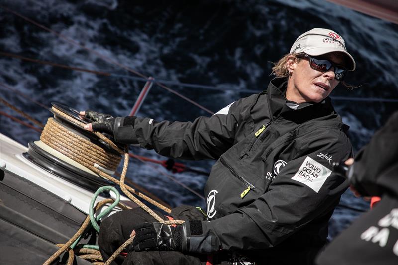 Leg 11, from Gothenburg to The Hague, day 03 on board Dongfeng. Carolijn Brouwer trimming the front sails. 23 June,  photo copyright Martin Keruzore / Volvo Ocean Race taken at  and featuring the Volvo One-Design class
