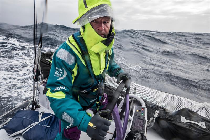 Chris Nicolson on the helm - Leg 7 from Auckland to Itajai, day 7 on board AkzoNobel photo copyright James Blake / Volvo Ocean Race taken at  and featuring the Volvo One-Design class