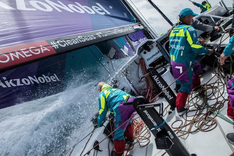 Leg 3, Cape Town to Melbourne, day 3, on board AkzoNobel. The team preparing for a sail change photo copyright James Blake / Volvo Ocean Race taken at  and featuring the Volvo One-Design class