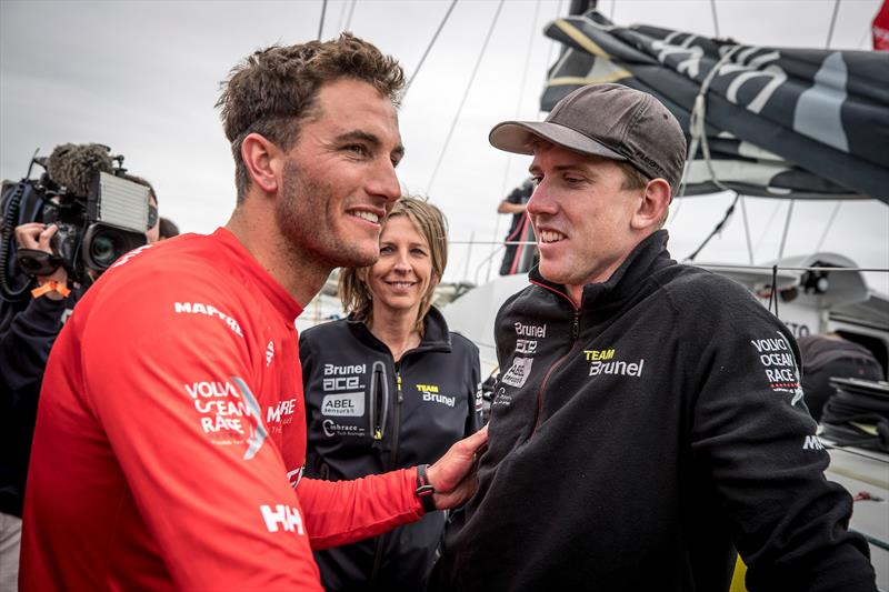 Blair Tuke and Peter Burling - Leg 11 from Gothenburg to The Hague. Finish at The Hague. 24 June, 2018 photo copyright Ainhoa Sanchez / Volvo Ocean Race taken at Royal New Zealand Yacht Squadron and featuring the Volvo One-Design class
