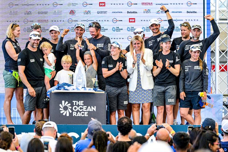 The Ocean Race VO65 Sprint Cup 2022-23 - 26 June 2023. WindWhisper Racing Team celebrating Stage 3 victory, Stage Prize Giving in the Ocean Live Park in Genova, Italy - photo © Sailing Energy / The Ocean Race