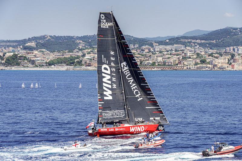 The Ocean Race VO65 Sprint Cup 2022-23 - 26 June 2023. WindWhisper Racing Team, winners of Stage 3. Arrival : 26/06/2023 10:27:52 UTC Race time : 10d 23h 17min 52s photo copyright Brian Carlin / The Ocean Race taken at  and featuring the Volvo One-Design class