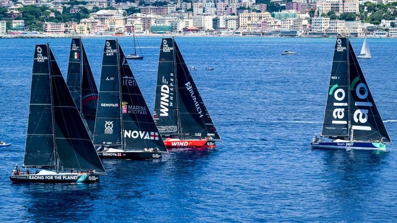 The Ocean Race VO65 Sprint Cup 2022-23 - 1 July 2023. Aerial view VO65 In-port race in Genova - photo © Sailing Energy / The Ocean Race