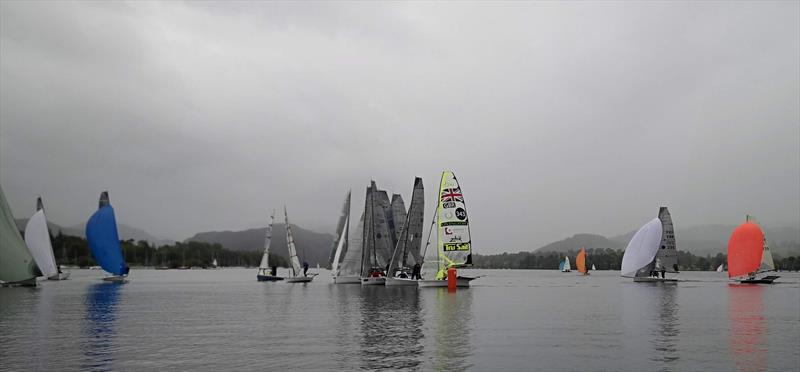 An 'interesting' mark rounding on Sunday during the Ullswater YC Asymmetric Weekend - photo © Sue Giles