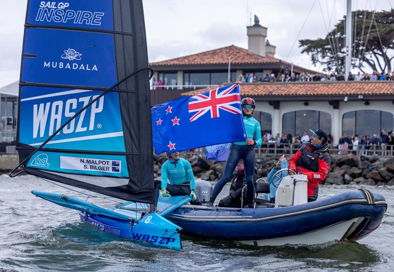 Stella Bilger of New Zealand celebrates winning the Inspire Racing x WASZP Grand Final on Race Day 1 of the Mubadala SailGP Season 3 Grand Final in San Francisco, USA. May 6, 2023 - photo © Felix Diemer/SailGP