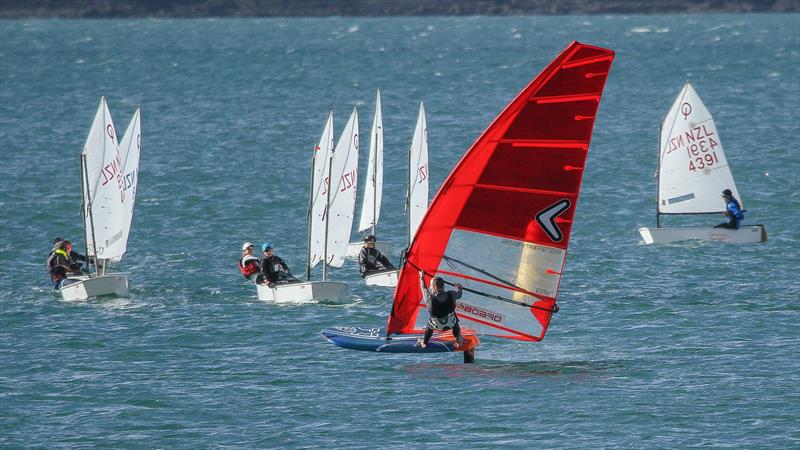 America's Cup Champion Glenn Ashby reviewing the Junior classes race fleet - Midwinter Series - Wakatere BC, July 2019 - photo © Richard Gladwell