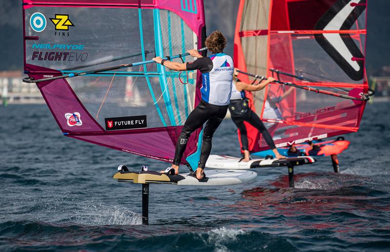 Three wind foilers and two planing boards were evaluated by a 20 sailor team - World Sailing - Windsurf Sea-trials , Lago di Garda, Italy. September 29, 2019 photo copyright Jesus Renedo / Sailing Energy / World Sailing taken at Circolo Surf Torbole and featuring the Windsurfing class