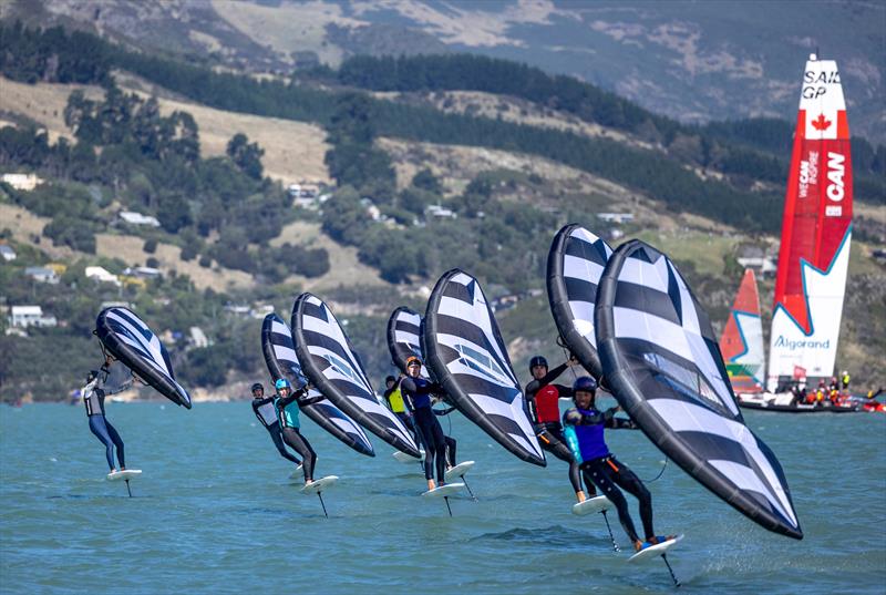 Young sailors take part in the Inspire Racing x Wing program on Race Day 2 of the ITM New Zealand Sail Grand Prix in Christchurch, New Zealand. Sunday March 19, 2023 - photo © Felix Diemer/SailGP