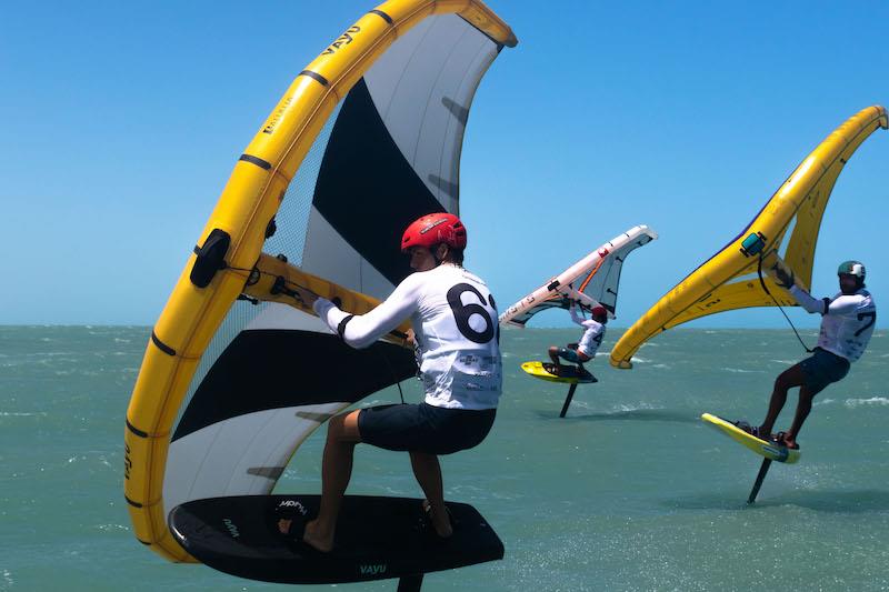 Oscar Leclair pushing hard to edge of control - Day 2 of WingFoil Racing World Cup Brazil photo copyright IWSA media taken at  and featuring the Wing Foil class