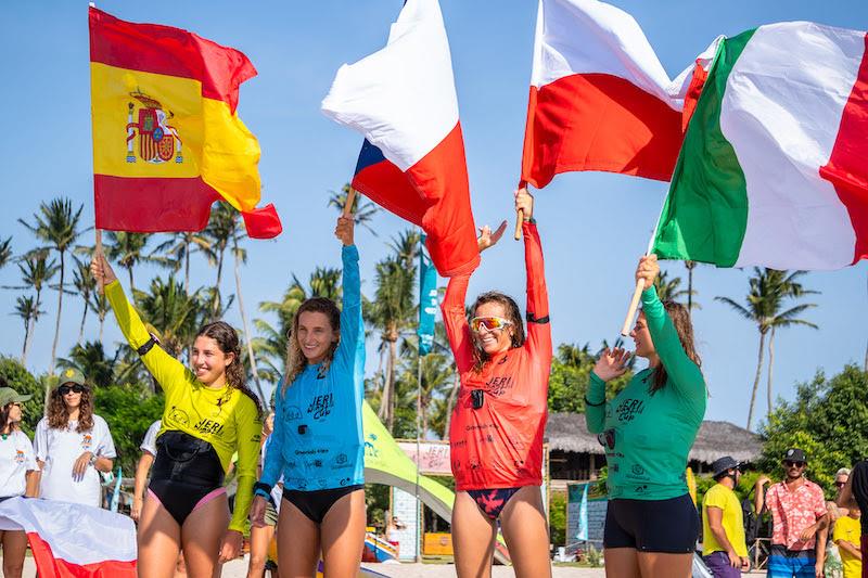 Suardiaz, Novotna, Kluszczynska and Spanu all had reasons to celebrate - 2023 WingFoil Racing World Cup Brazil photo copyright IWSA Media taken at  and featuring the Wing Foil class