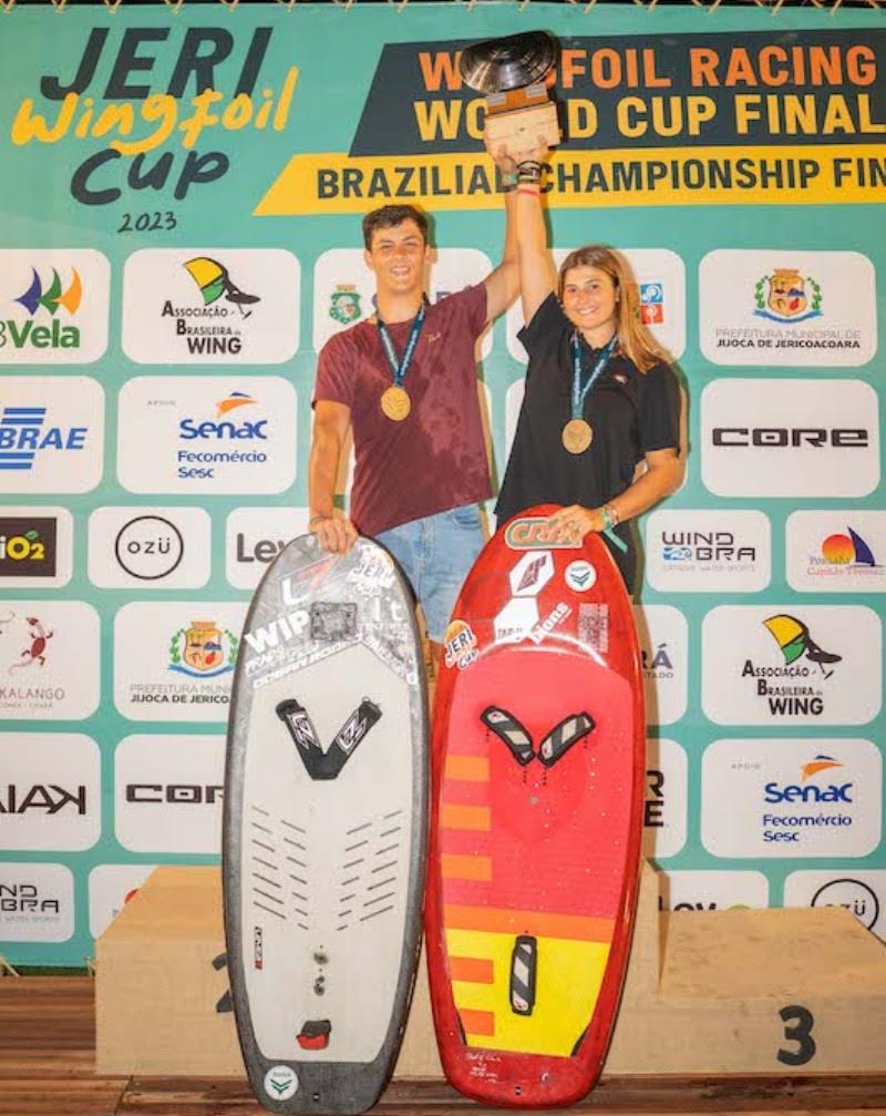 Season winners Mathis Ghio and Maddalena Spanu - 2023 WingFoil Racing World Cup Brazil photo copyright IWSA Media taken at  and featuring the Wing Foil class