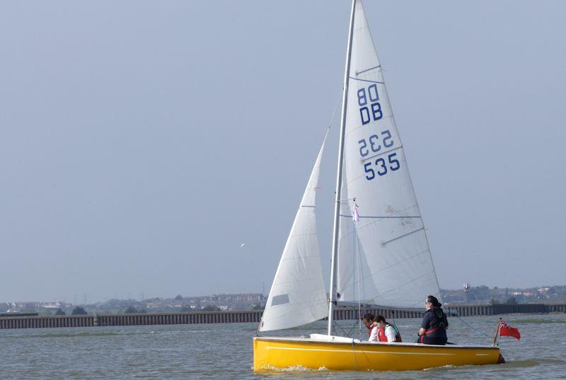 Gravesend SC sail past - Commodore Harriet Mullen-Davies in dayboat Ozone Friendly with Mayor Peter Scollard and his daughter Georgia photo copyright Steve Davies taken at Gravesend Sailing Club and featuring the Yachting World Dayboat class
