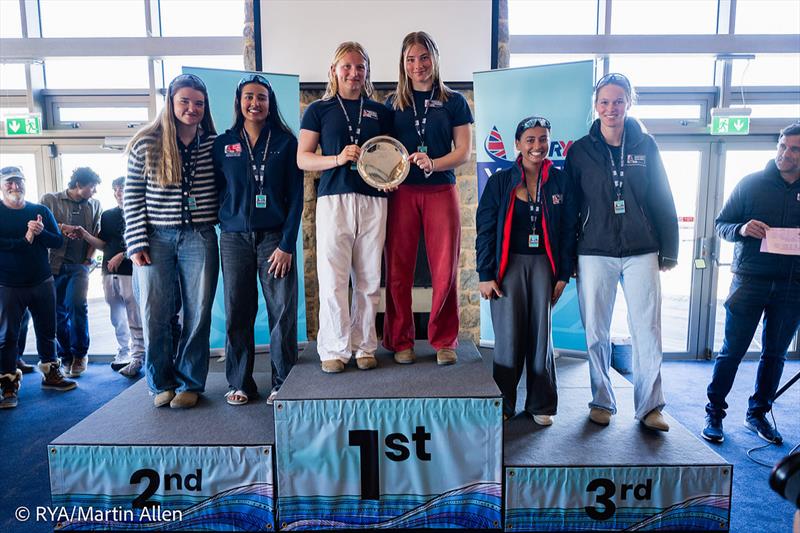 Female Podium in the 29ers at the 2026 RYA Youth Nationals - photo © RYA / Martin Allen