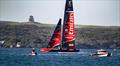 Taihoro is flanked by the ACP Recon Unit and the ETNZ chase boat - AC75 - Day 15 - Emirates Team New Zealand June 10, 2026