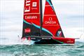 The AC75 `lights up` under the small rig - Emirates Team NZ - Day 20 -  August 12 2026 - Auckland, NZ