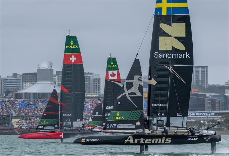 Artemis SailGP Team  lead Switzerland and Canada - Race Day 1 of the ITM NZ Sail Grand Prix - February 14, 2026 - photo © Felix Diemer/SailGP