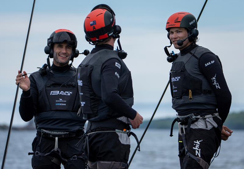 Blair Tuke, Peter Burling and Leonard Takahashi - Black Foils SailGP Team - Practice session - Canada Sail Grand Prix  - Halifax, Canada - June 18, 2026 - photo © Jason Ludlow - SailGP